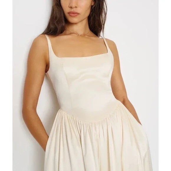 Reformation Liz Silk Dress Ivory White Wedding Bridal Gown Maxi Size 8 NEW - Picture 5 of 14